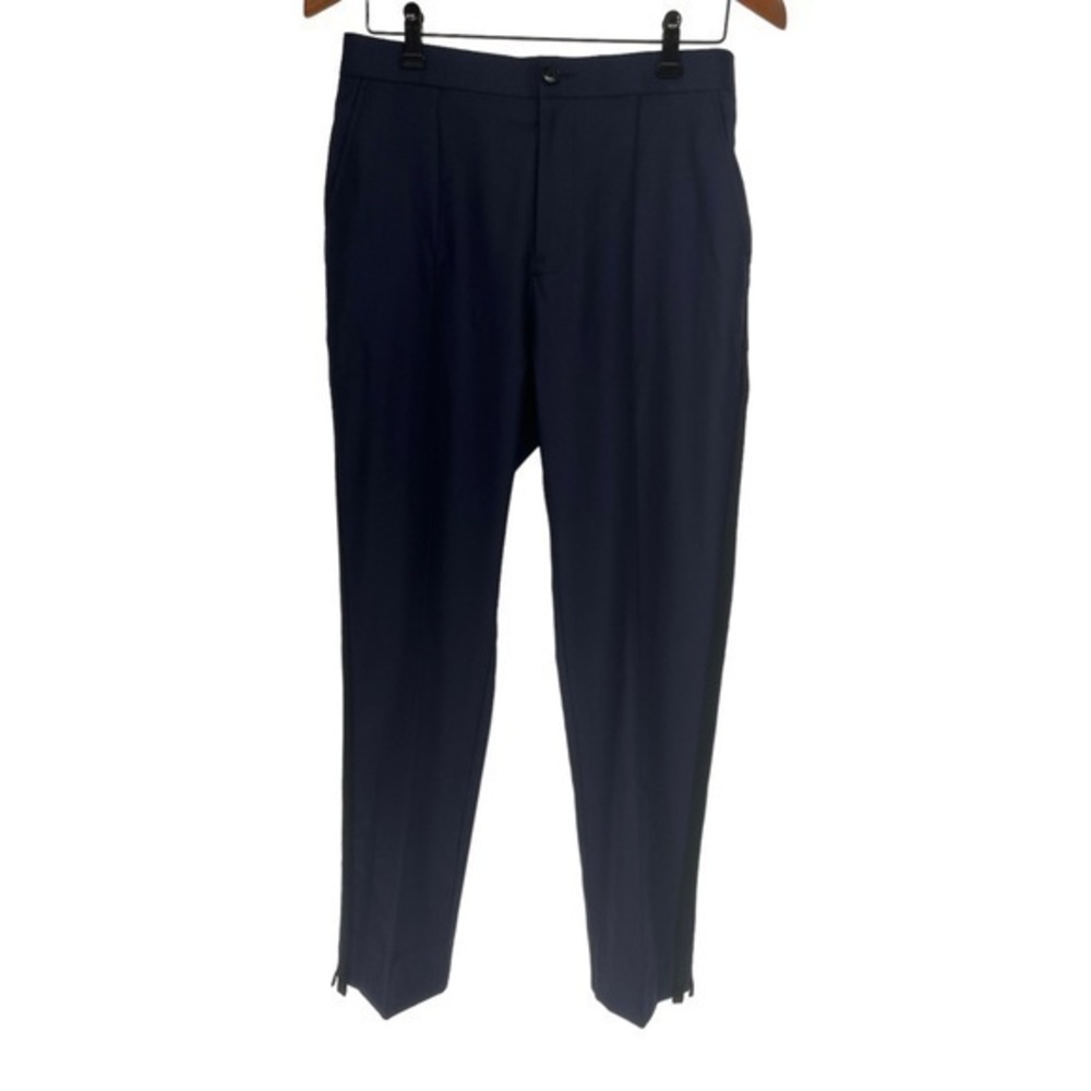 Ovadia & Sons Navy Blue Straight Leg Side Stripe Wool Pants Size 32‎ NWOT